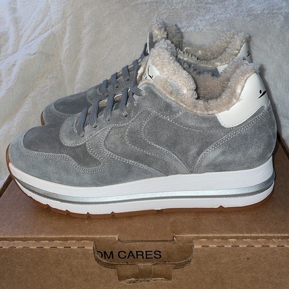 NWT VOILE BLANCHE MARAN Fur Suede Sneakers in Grey - Picture 14 of 16